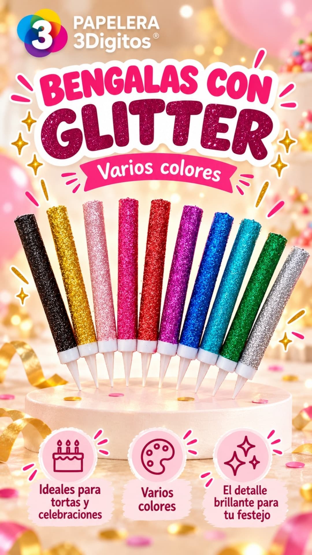 BENGALAS CON GLITER