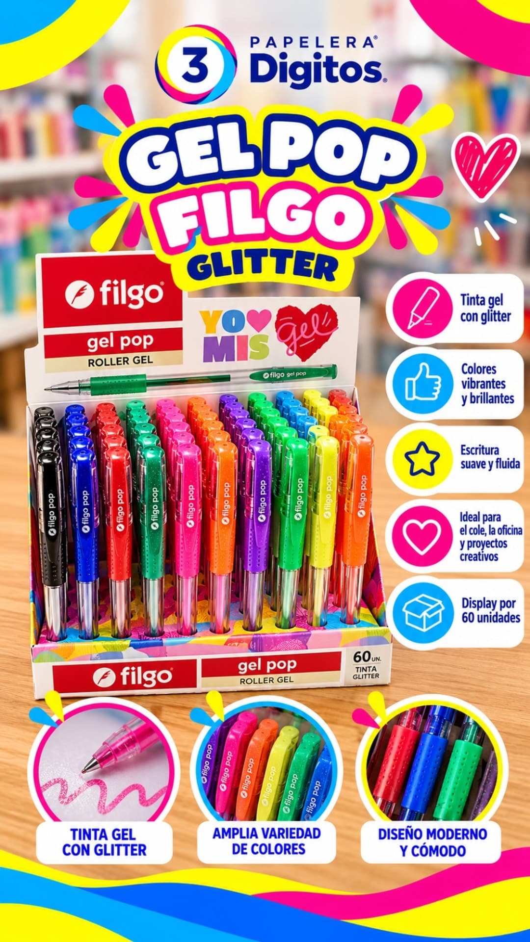 BOLIGRAFO GEL POP GLITTER- FILGO