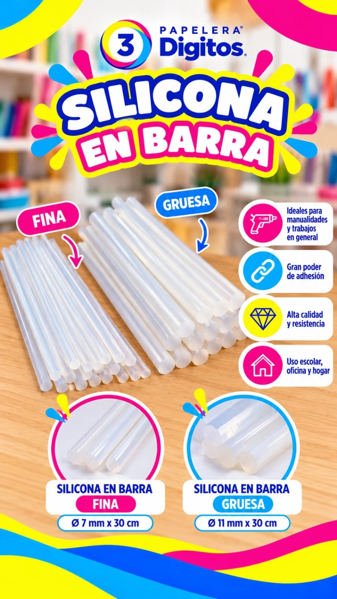 SILICONA EN BARRA FINA Y GRUESA