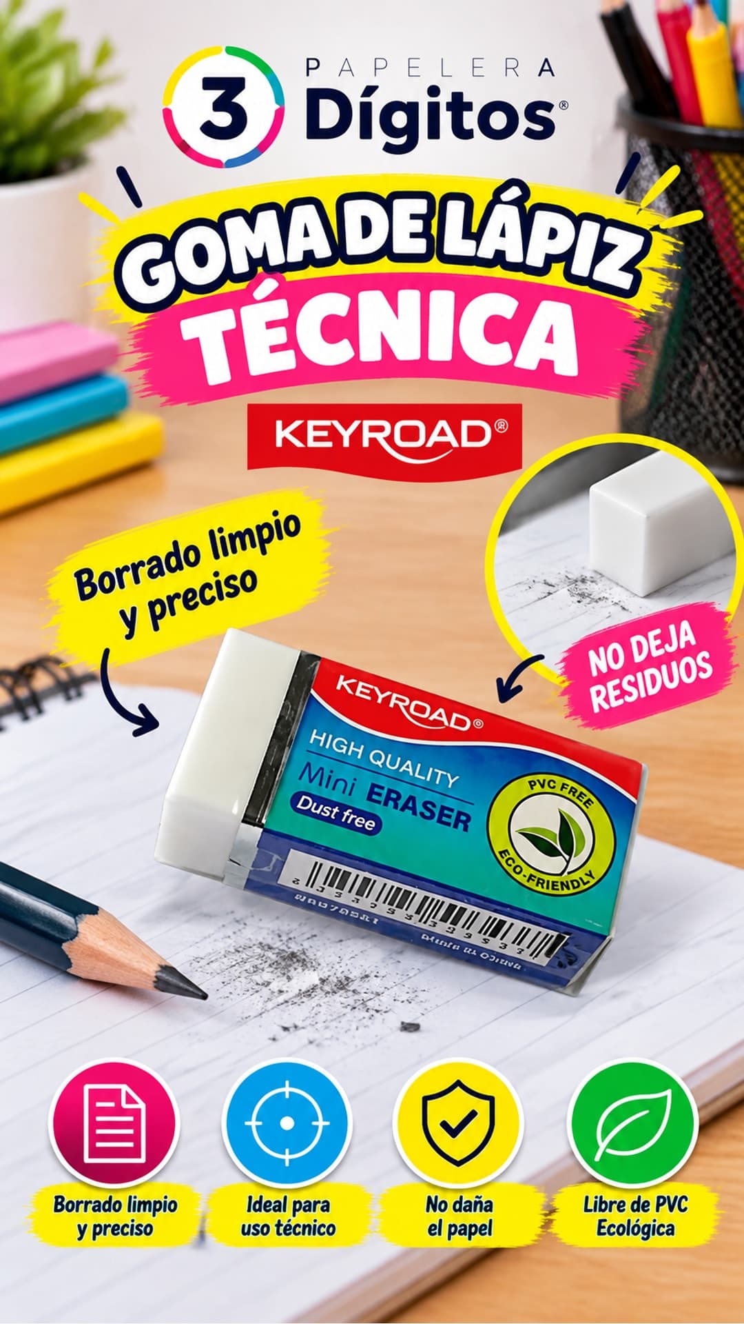 GOMA DE LAPIZ TECNICA- KEYROAD