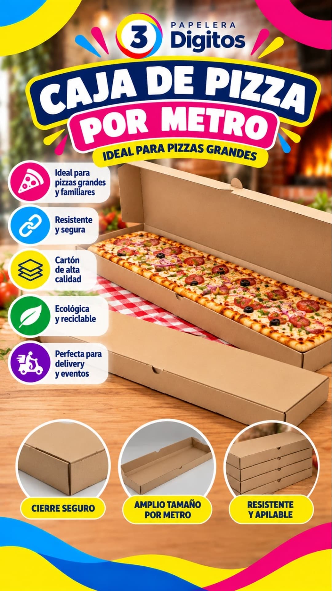 CAJA DE PIZZA POR METRO