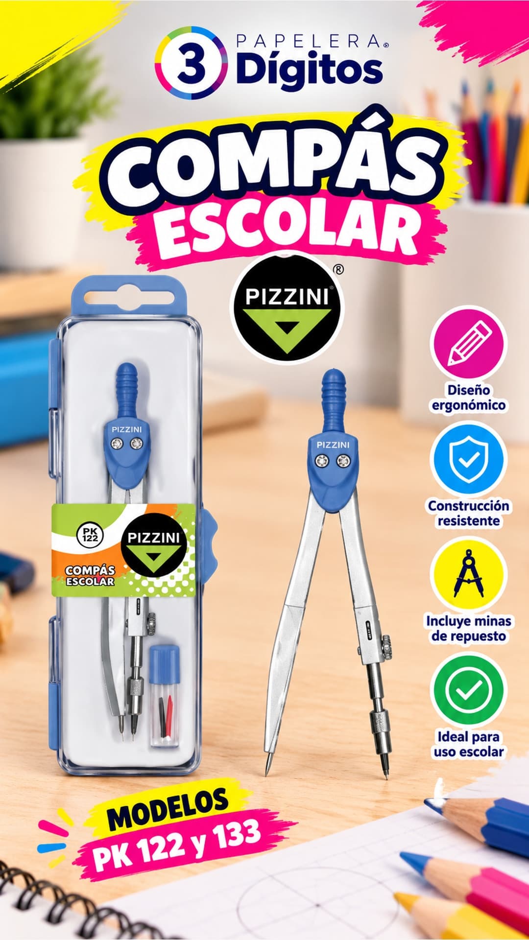 COMPAS ESCOLAR PK 122 Y 133- PIZZINI