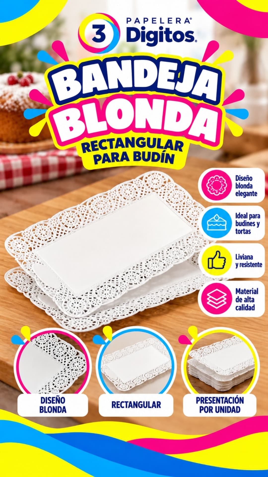 BANDEJA BLONDA RECTANGULAR