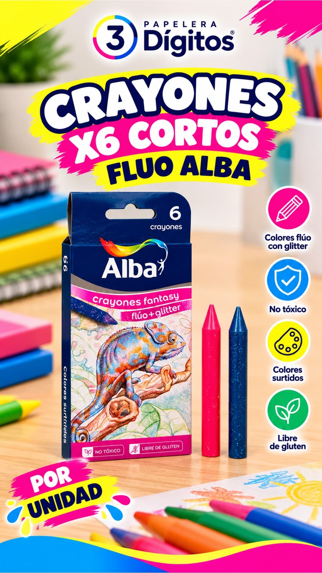 CRAYONES CORTOS FLUO- ALBA