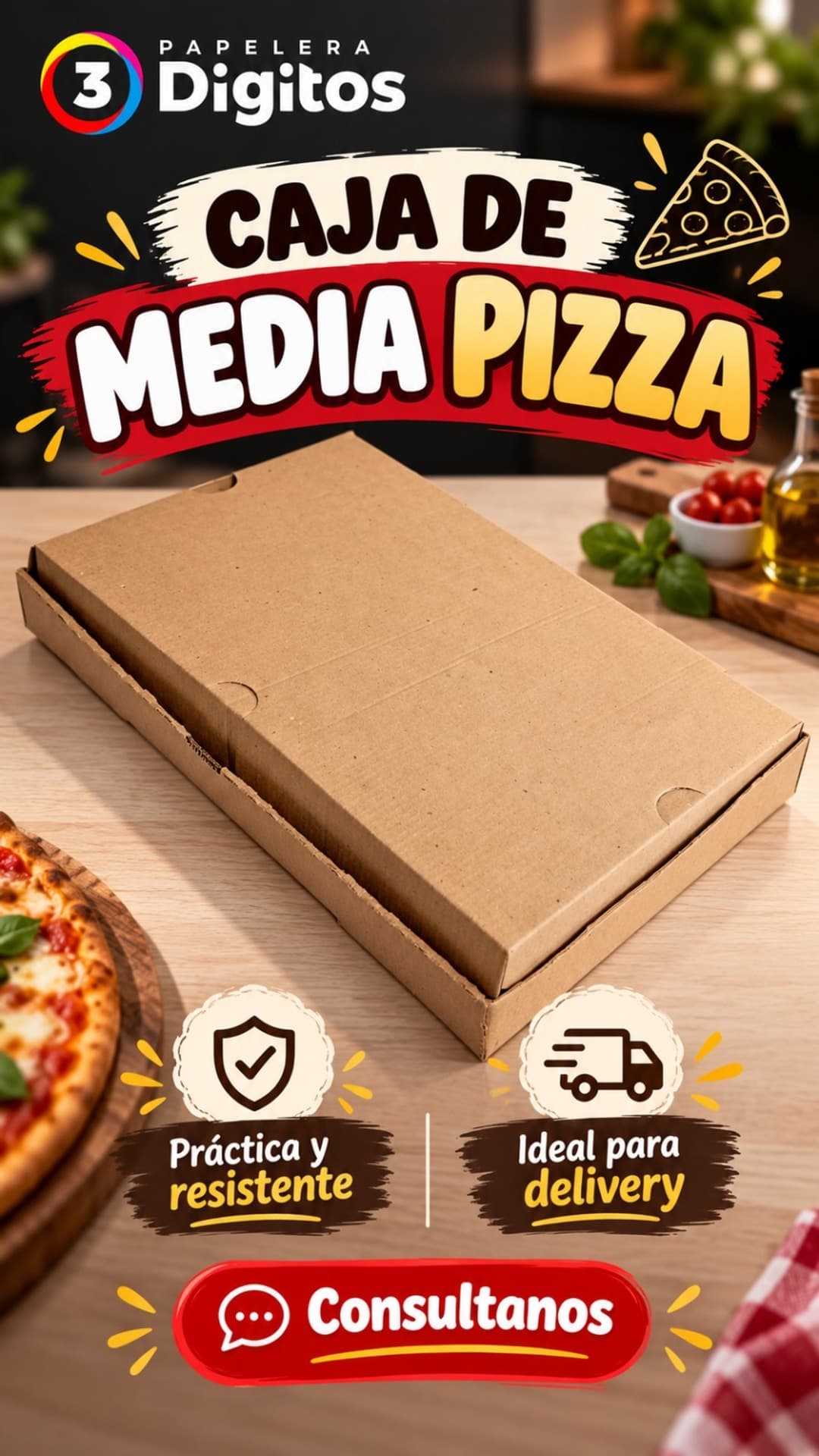 CAJA DE MEDIA PIZZA