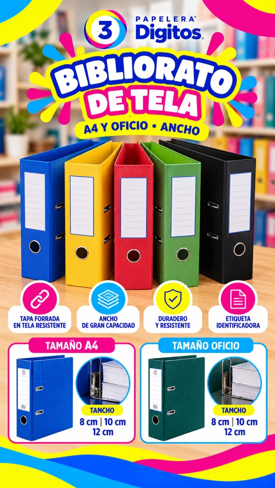 BIBLIORATO DE TELA A4 Y OFICIO