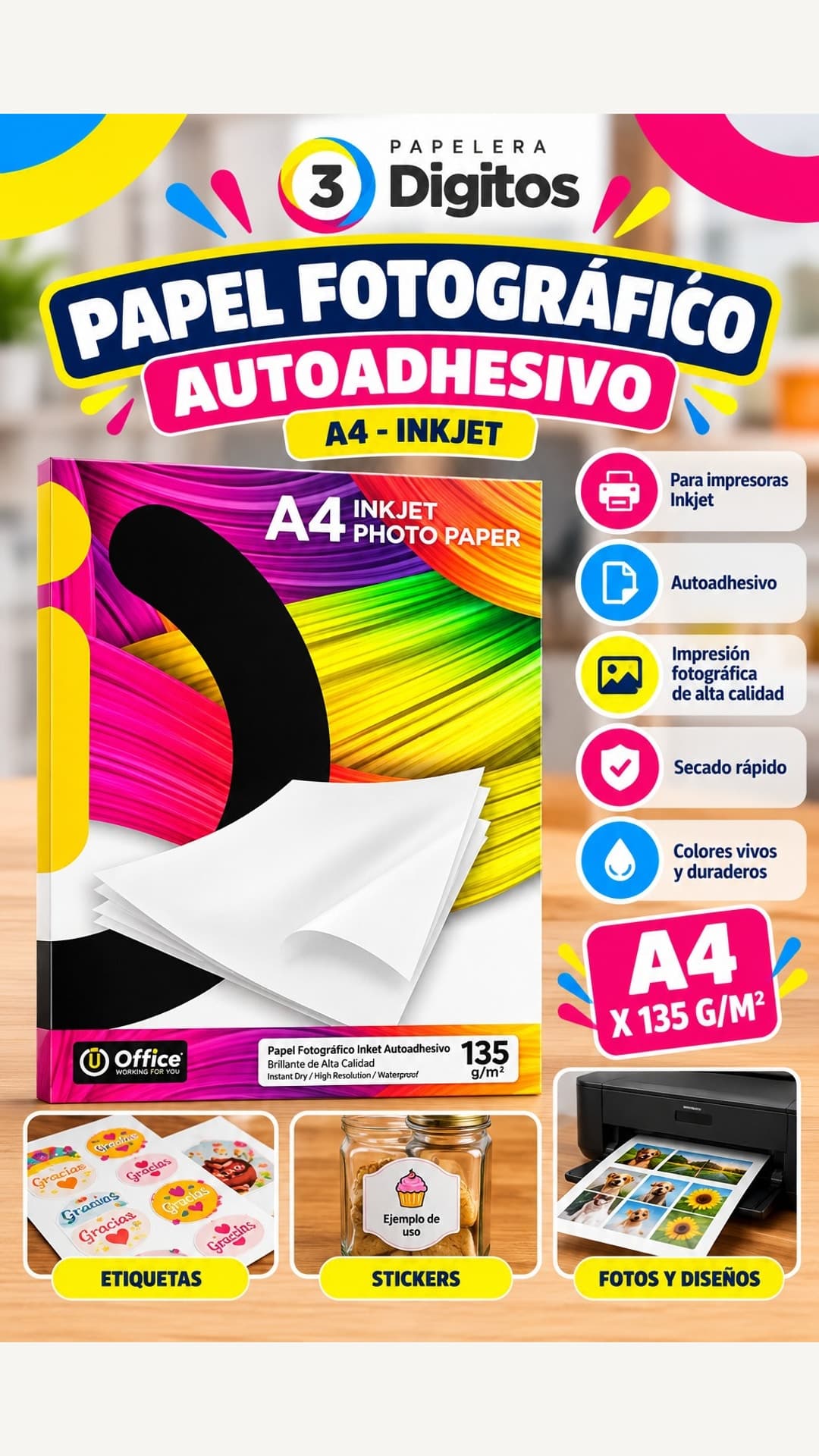RESMA FOTOGRAFICA A4 AUTOADHESIVA- INJET