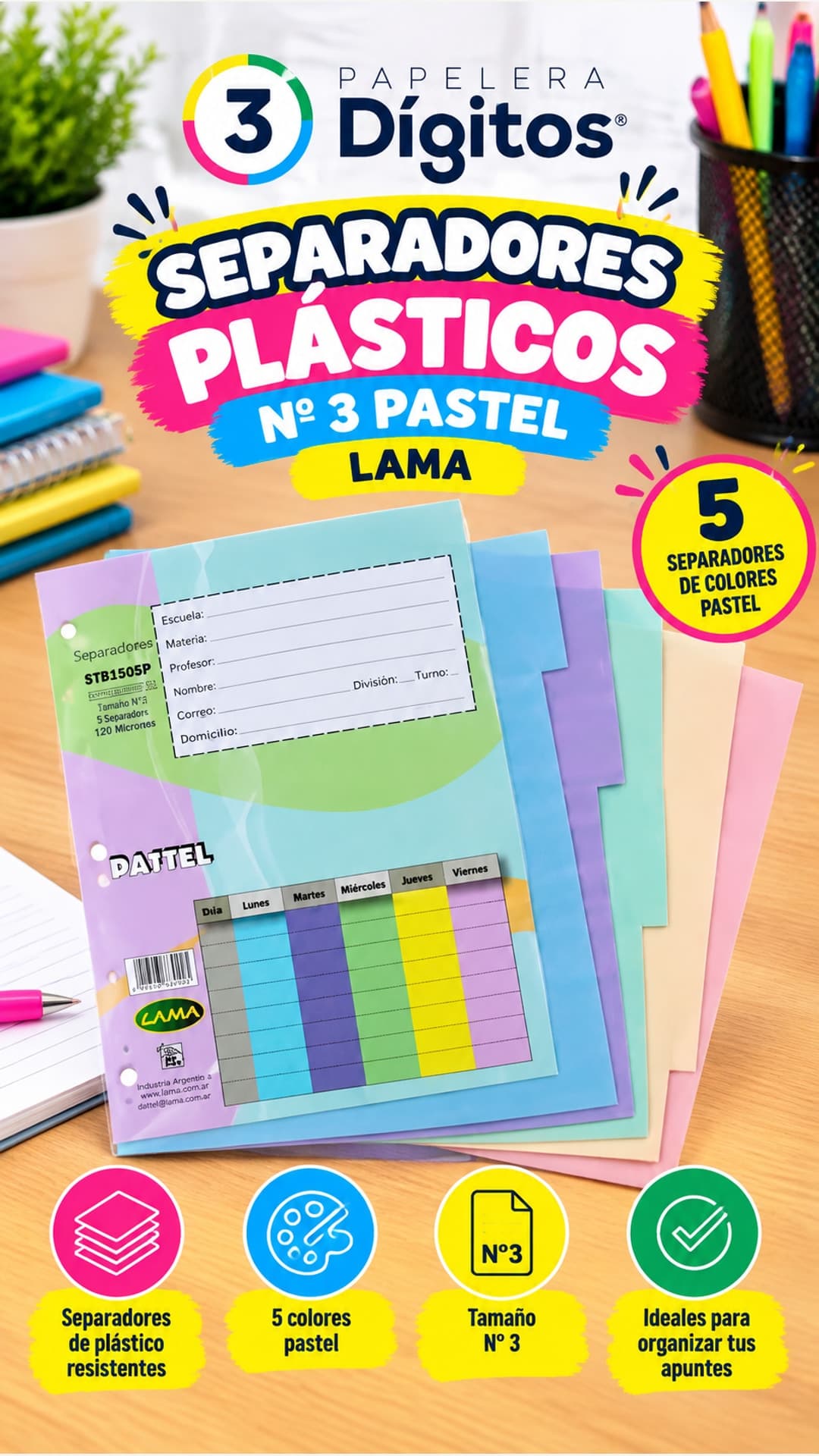 SEPARADOR PLASTICO N3 PASTEL- LAMA