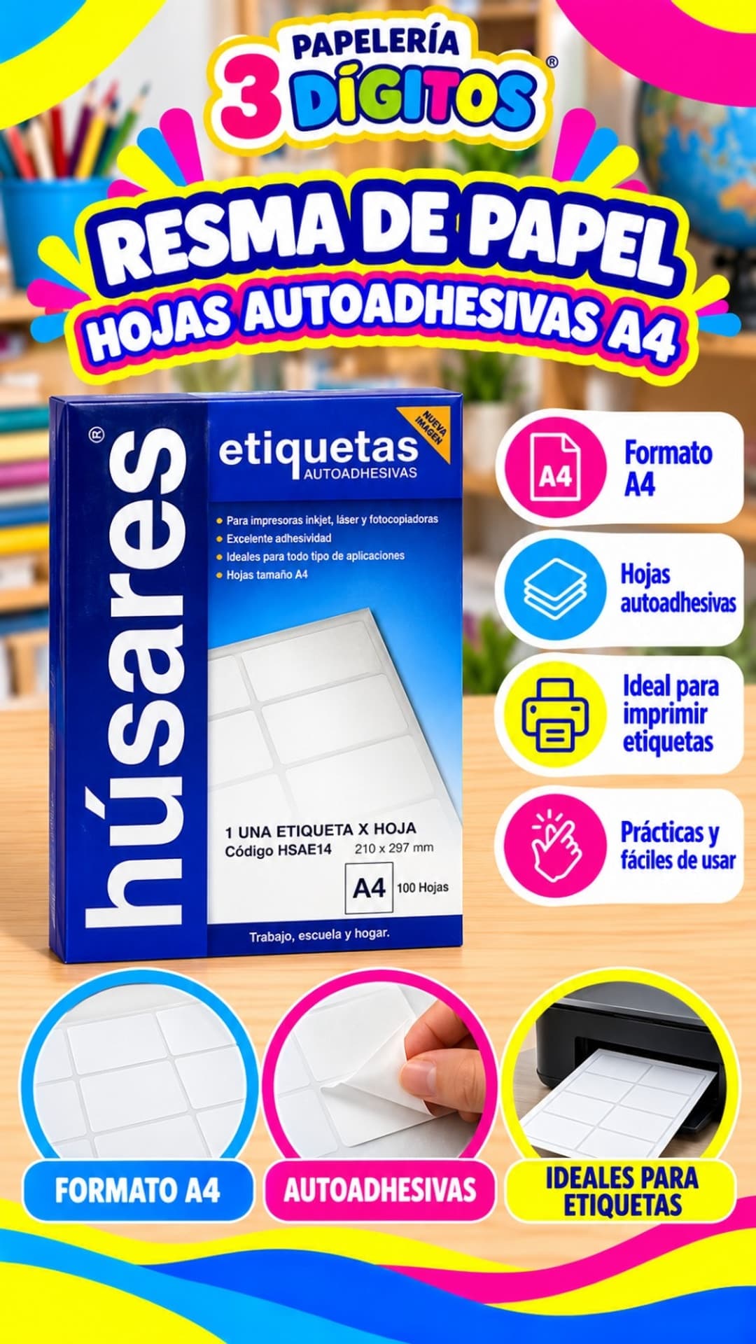 RESMA ETIQUETAS AUTADHESIVAS- HUSARES