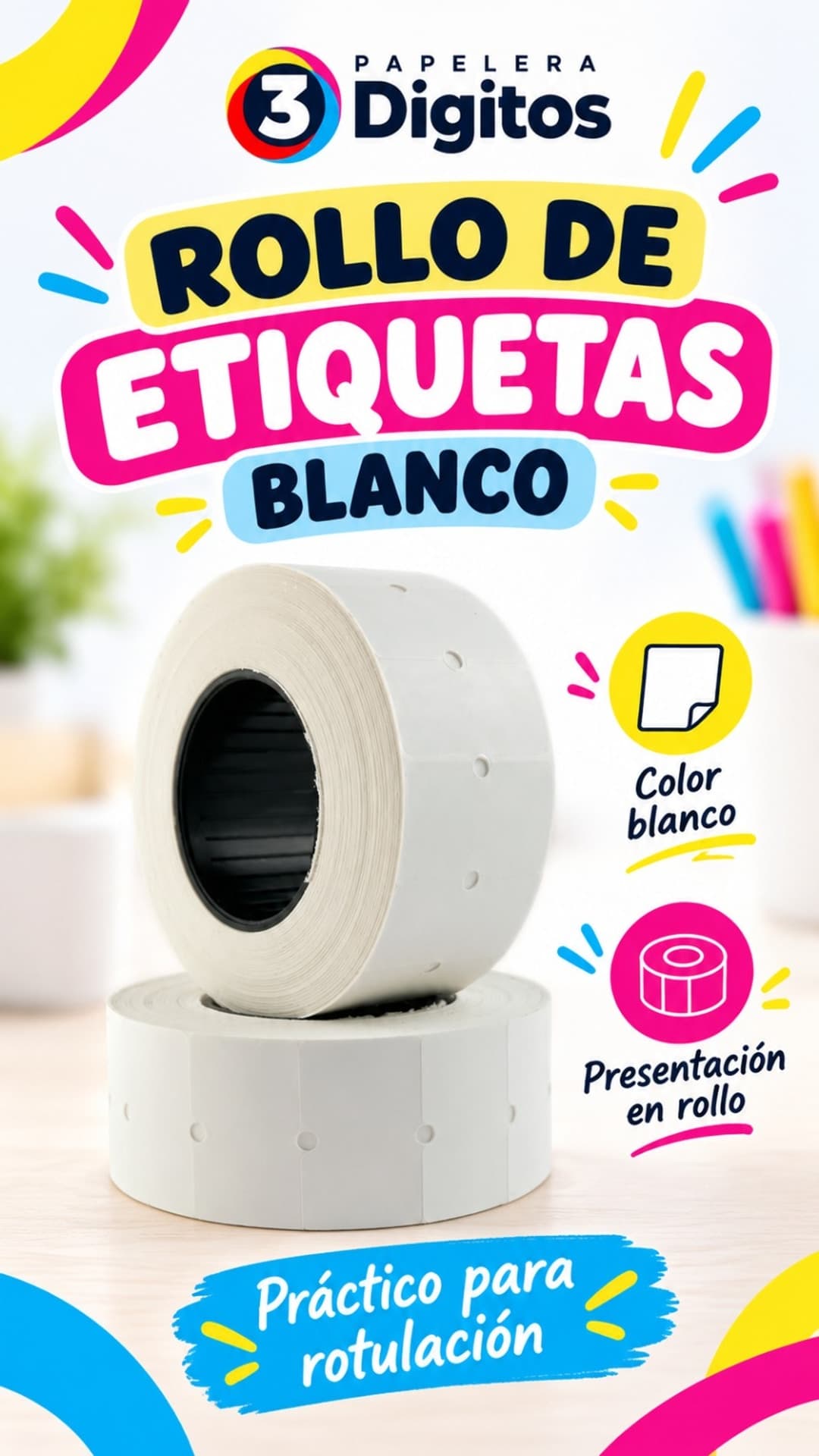 ROLLOS DE ETIQUETAS MOTEX BLANCO