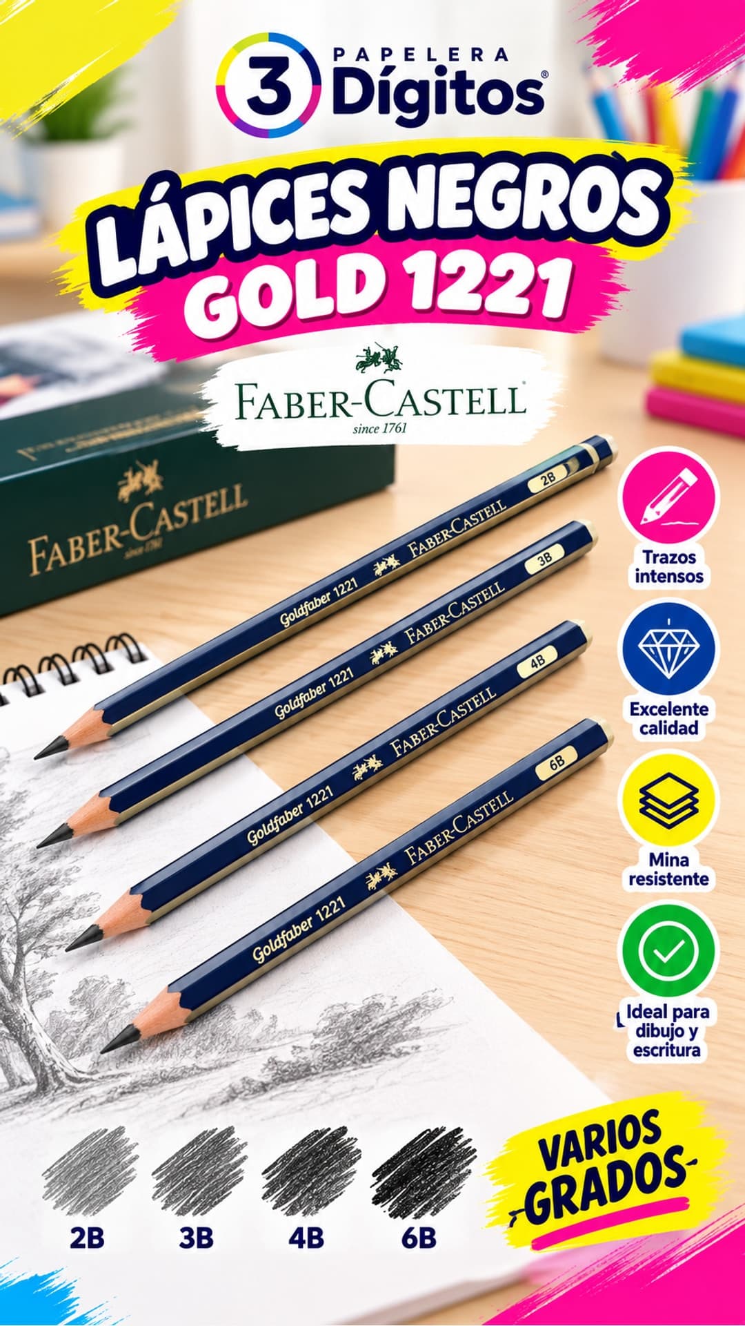 LAPICES NEGROS GOLD FABER 1221