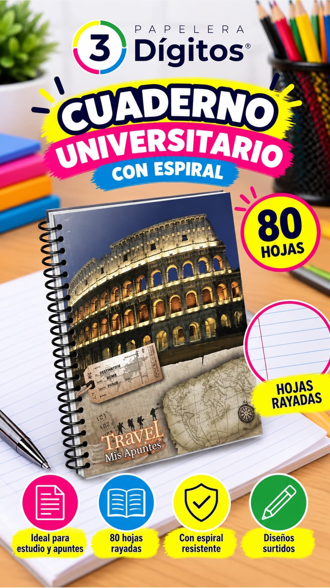 CUADERNO UNIVERSITARIO CON ESPIRAL