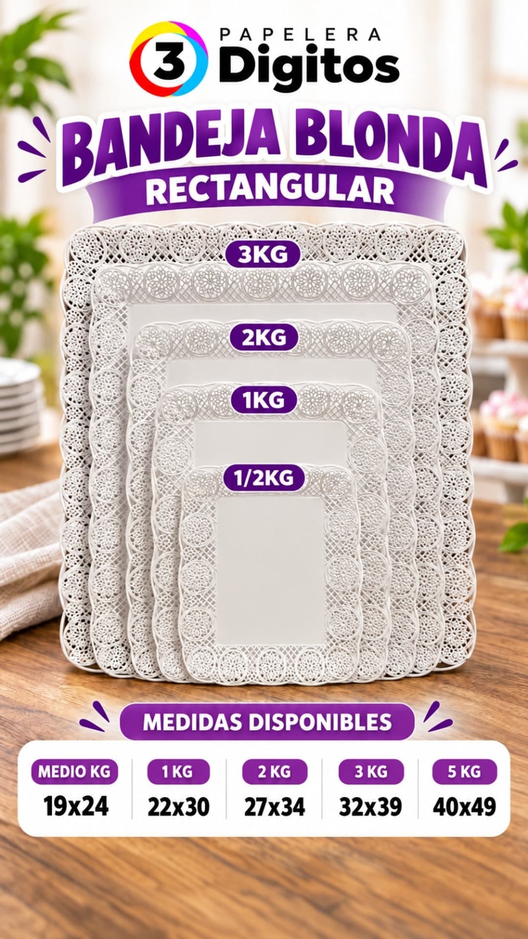 BANDEJA BLONDA RECTANGULAR