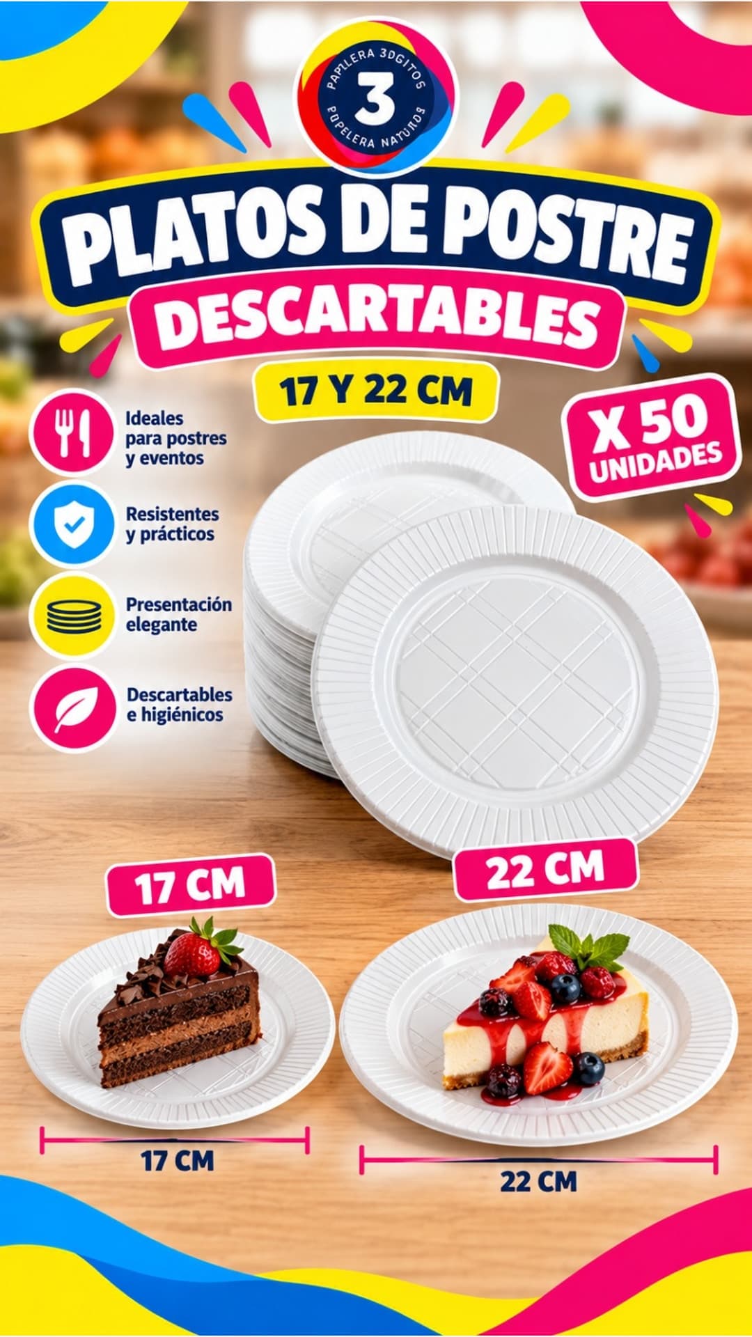 PLATOS DE POSTRE DESCARTABLES