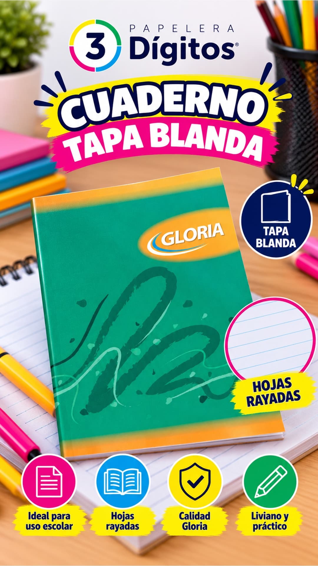 CUADERNO TAPA BLANDA- GLORIA