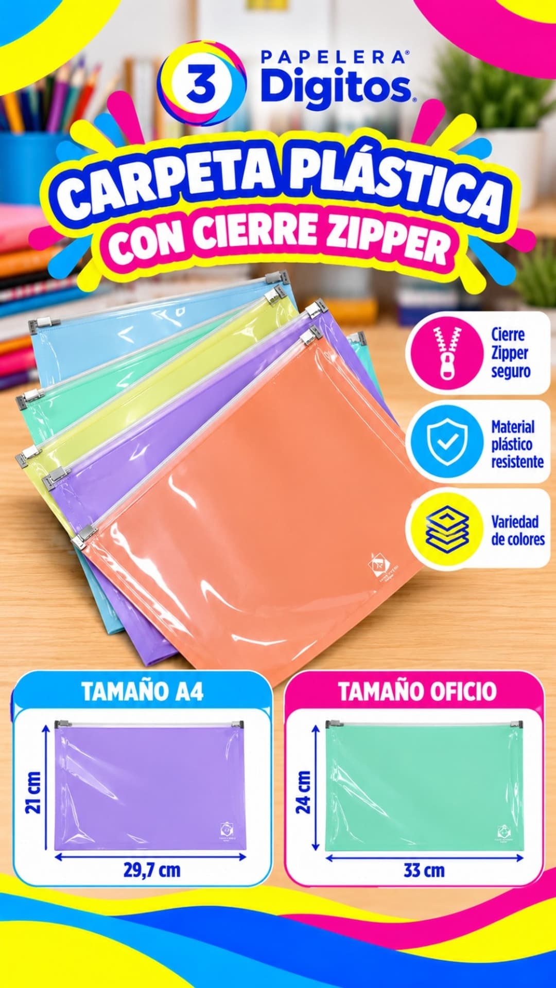 CARPETA PLASTICA CON CIERRE ZIPPER