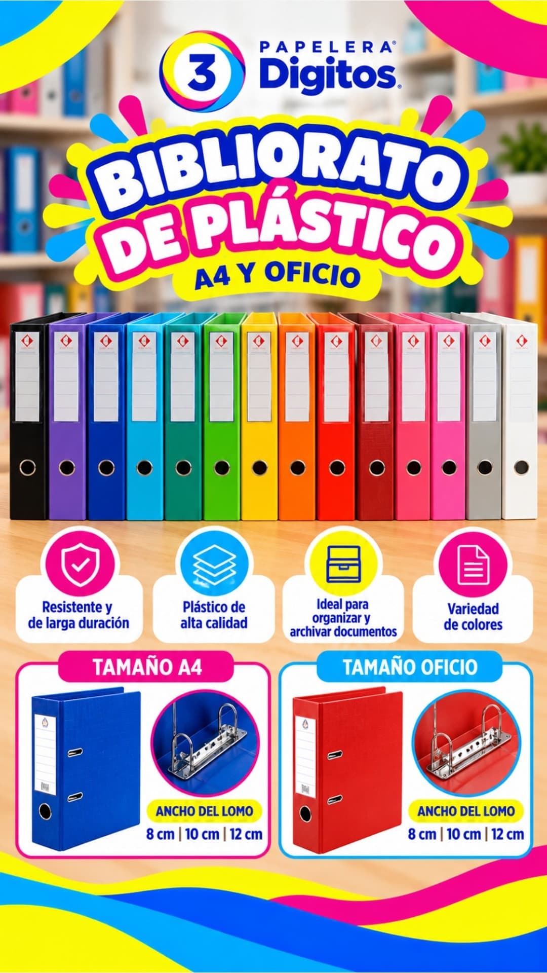 BIBLIORATO DE PLASTICO A4 Y OFICIO