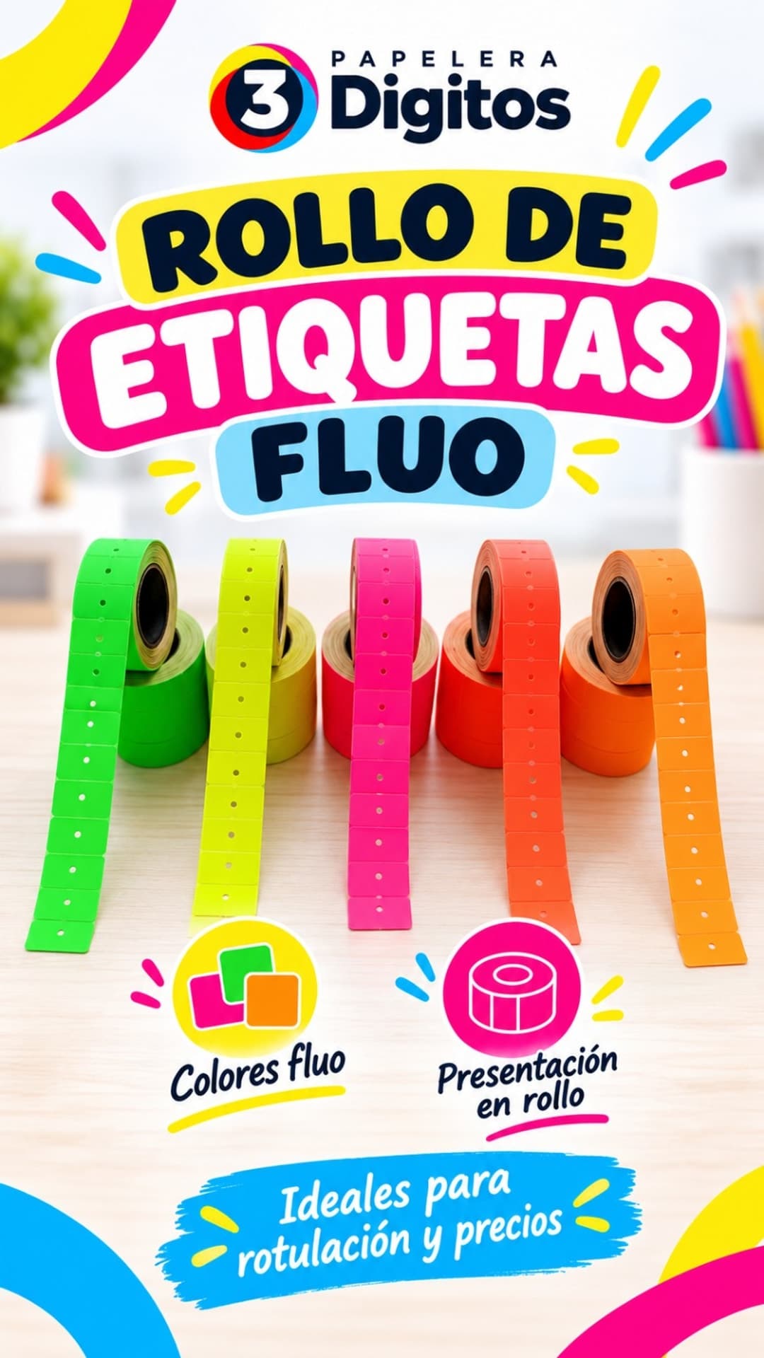 ROLLO DE ETIQUETAS MOTEX FLUO