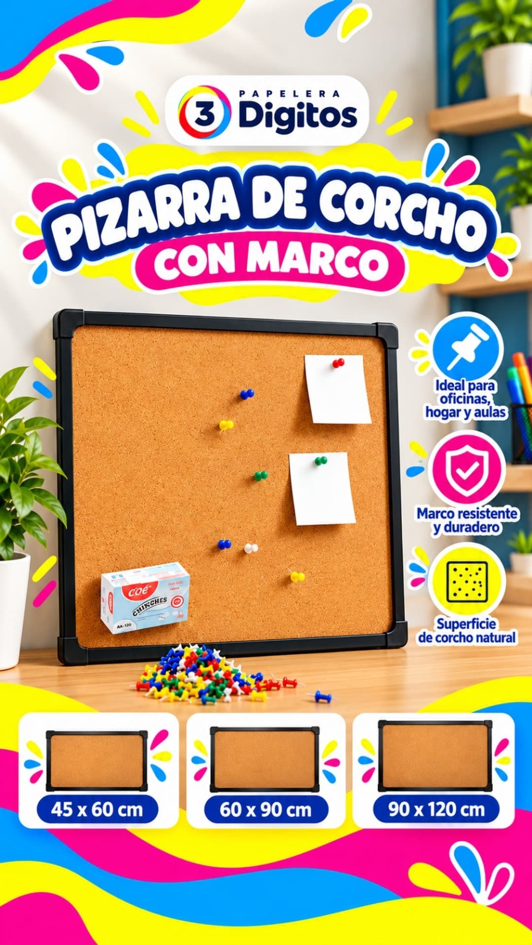 PIZARRA DE CORCHO CON MARCO