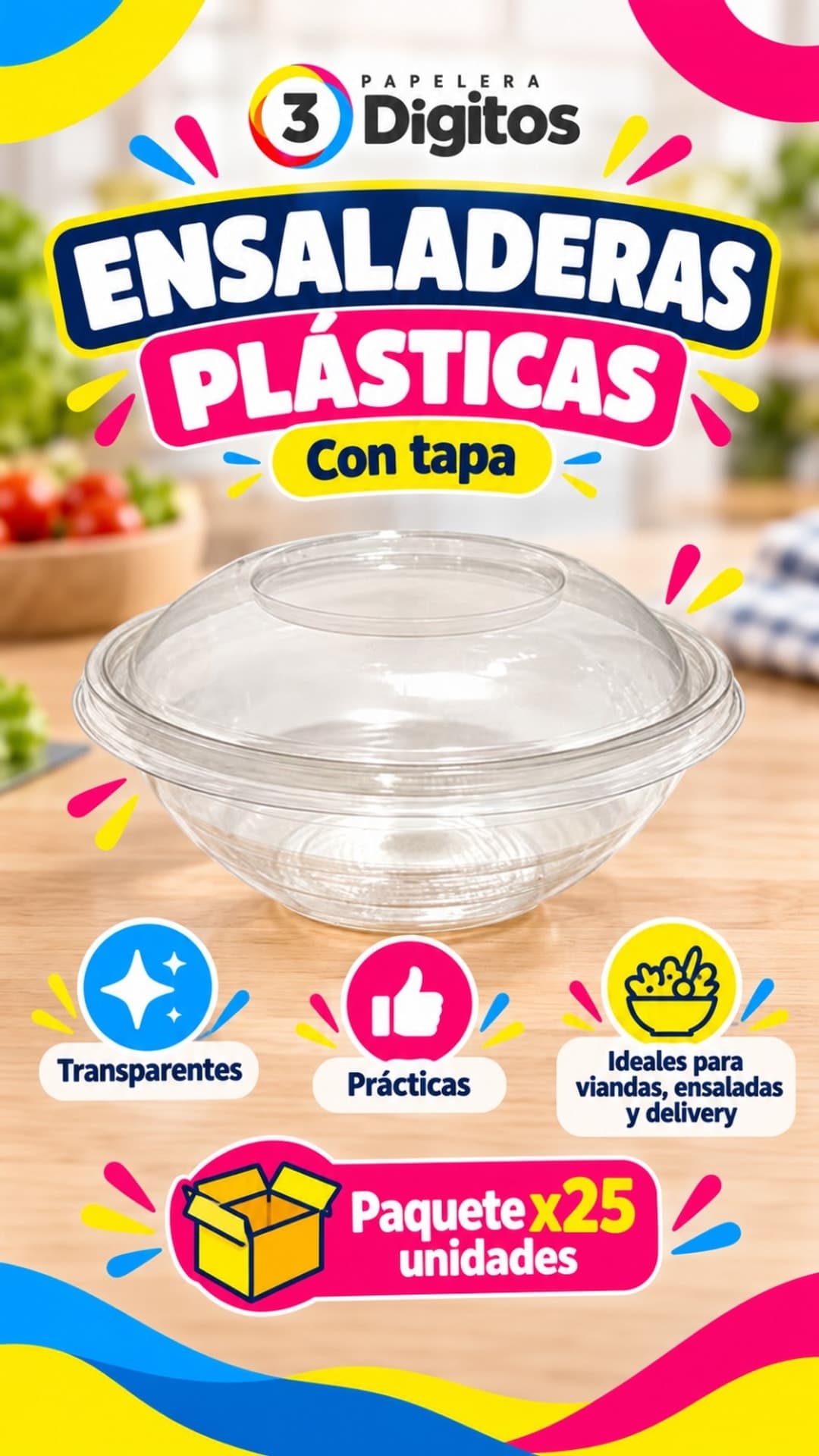ENSALADERAS PLASTICAS CON TAPA